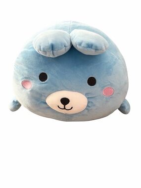 smoochy pals Blue Bunny Bear Plush Pillow